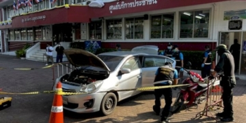 พบรถยนต์ใช้ก่อเหตุยิงถล่มรถ-นายก-อบตบางสมบูรณ์-ซุกในอู่รถ-อบางละมุง-จ.ชลบุรี