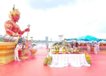 เทศบาลตำบลบางพระ-จัดพิธีบวงสรวงเบิกเนตร-'พญายม'-องค์ใหญ่