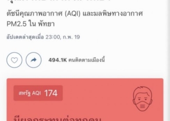 ฝุ่น-pm25-เมืองพัทยาสูงถึง-174-ไมโครกรัมนับตั้งแต่ต้นเดือน-กพ.ที่ผ่านมาเตือนประชาชนระวังสุขภาพ
